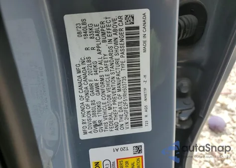 2024 Honda Civic Sport z USA, uszkodzony, nr VIN 2HGFE2F51RH503735